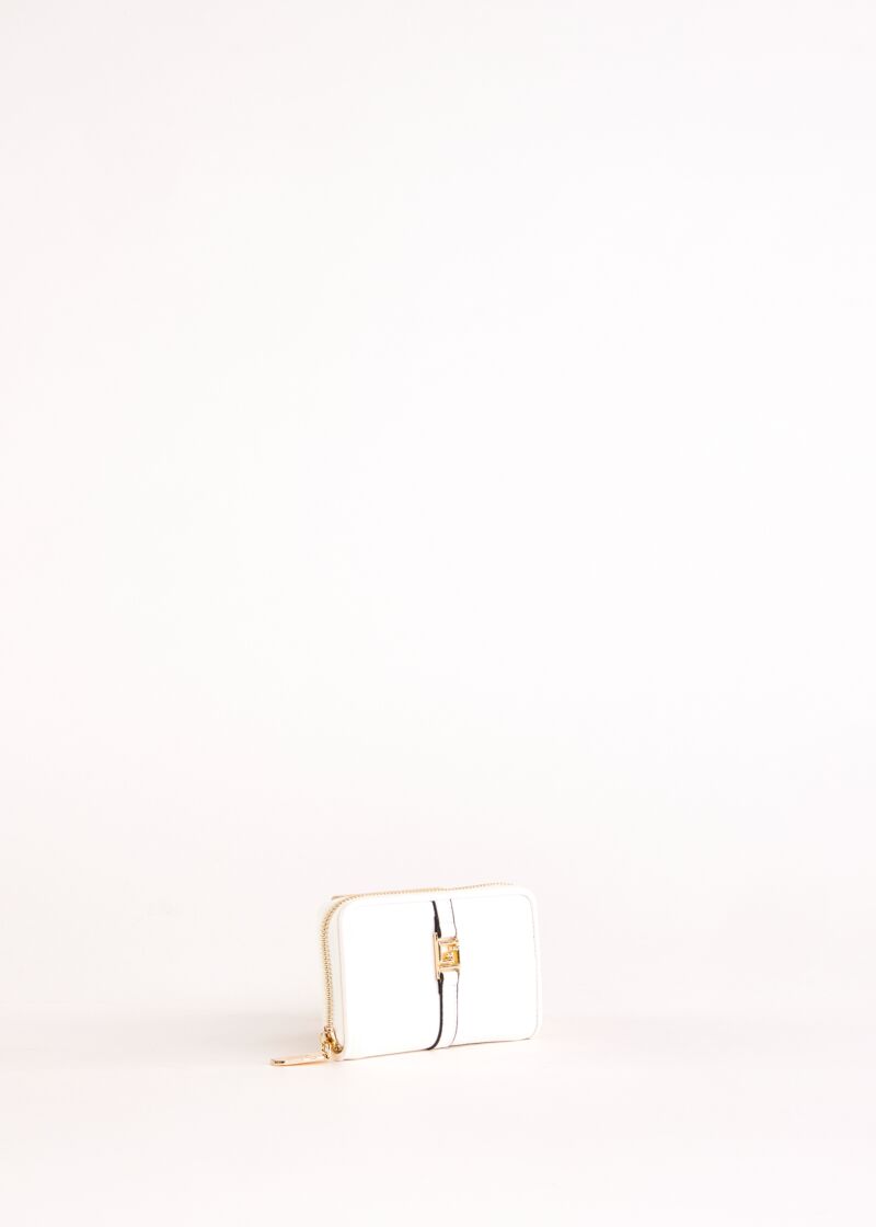 White zip-around wallet