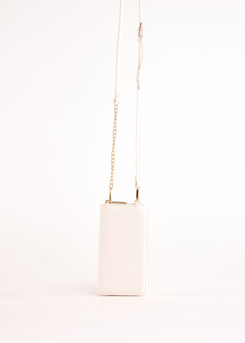 White faux-leather phone holder