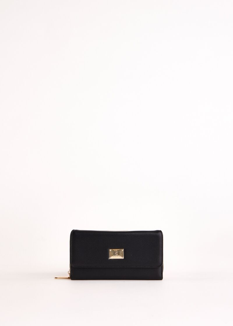 Black zip-around wallet