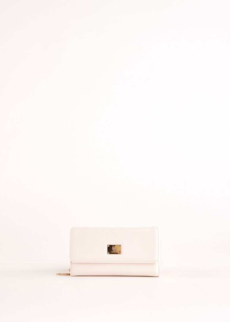White zip-around wallet