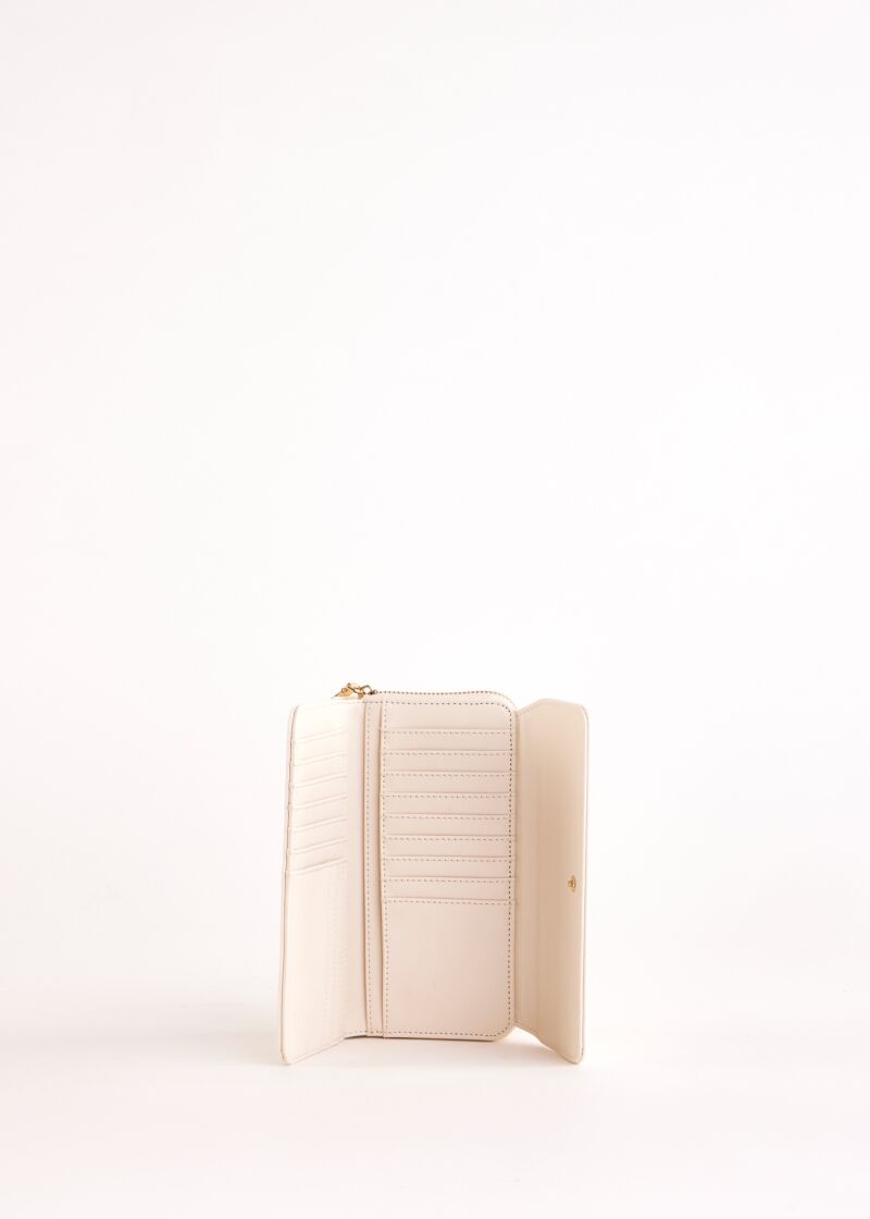 White zip-around wallet