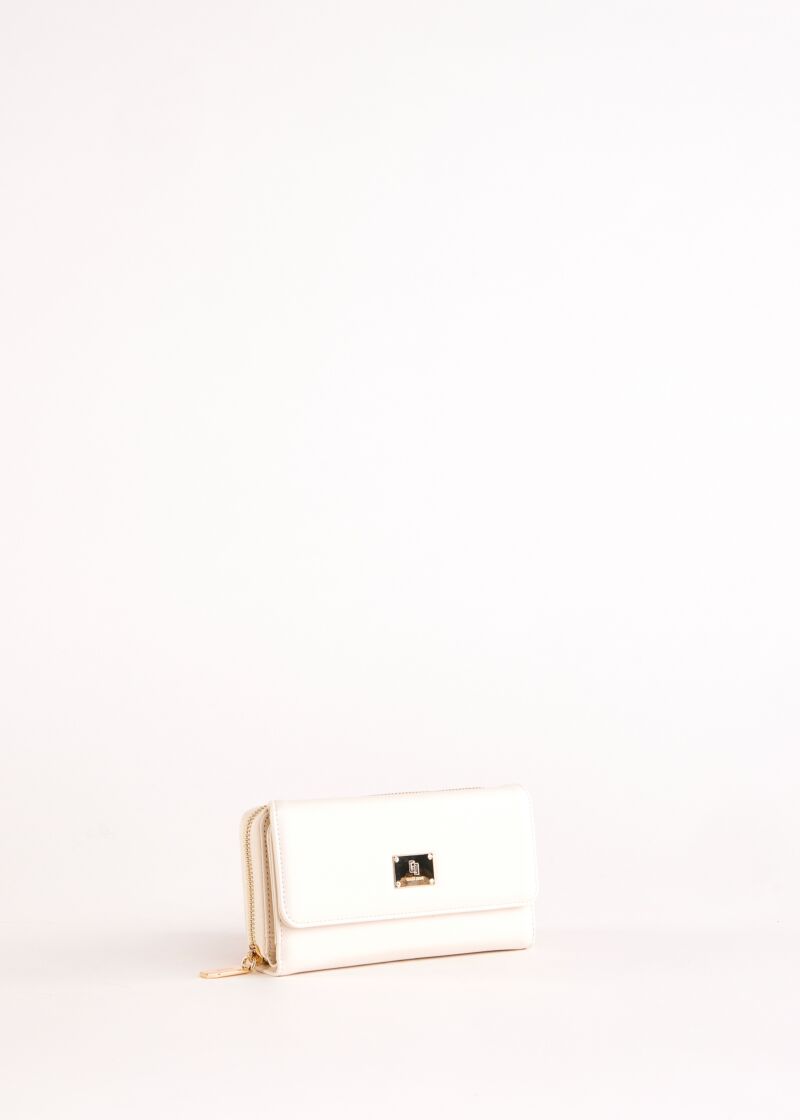 White zip-around wallet