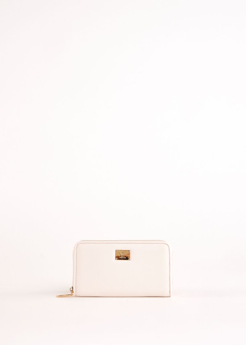 White zip-around wallet