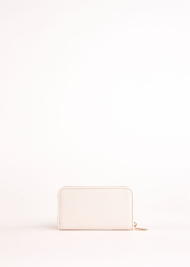 White zip-around wallet