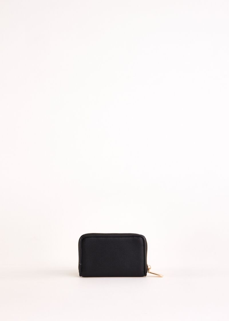 Black mini zip-around wallet