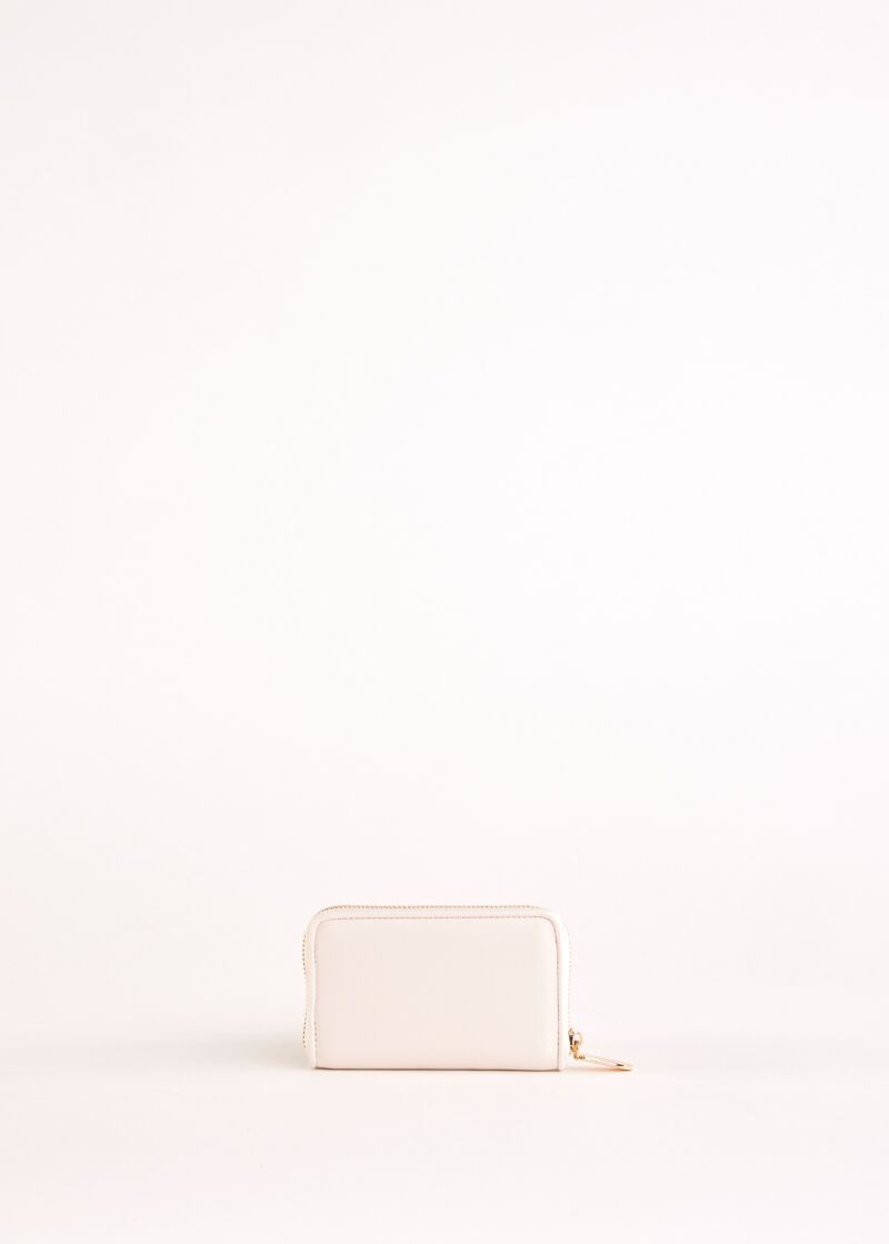 White mini zip-around wallet