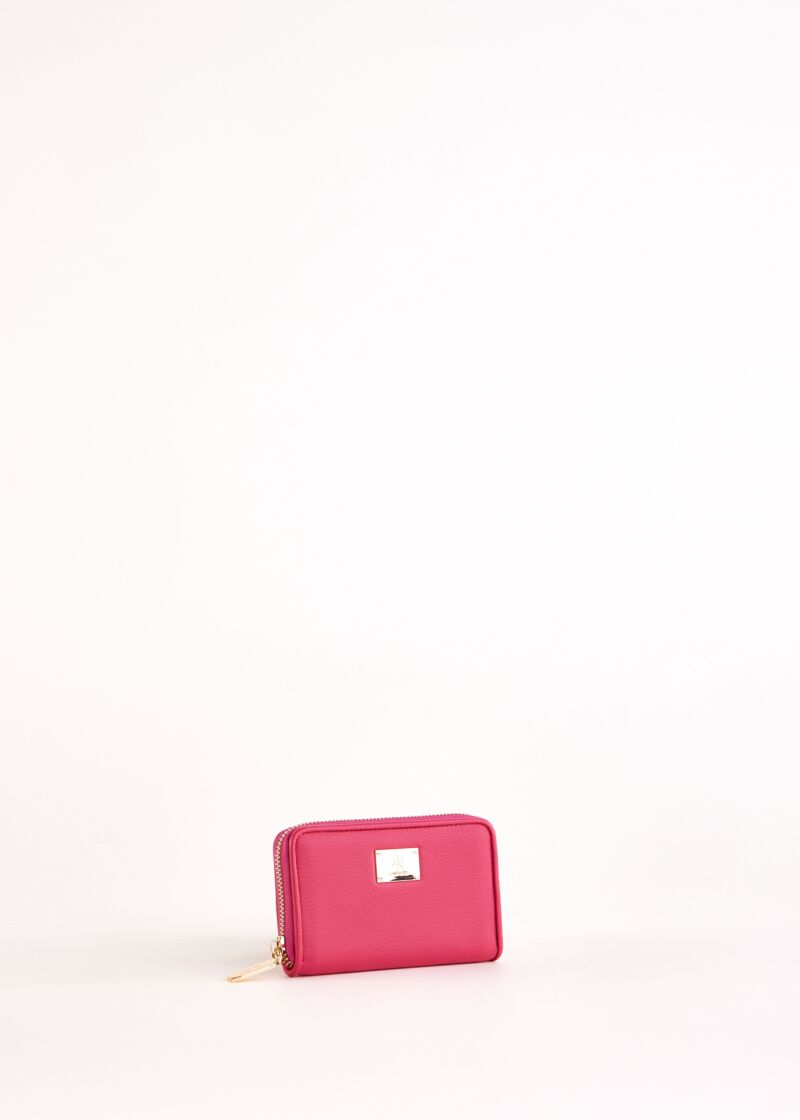 Fuchsia mini zip-around wallet