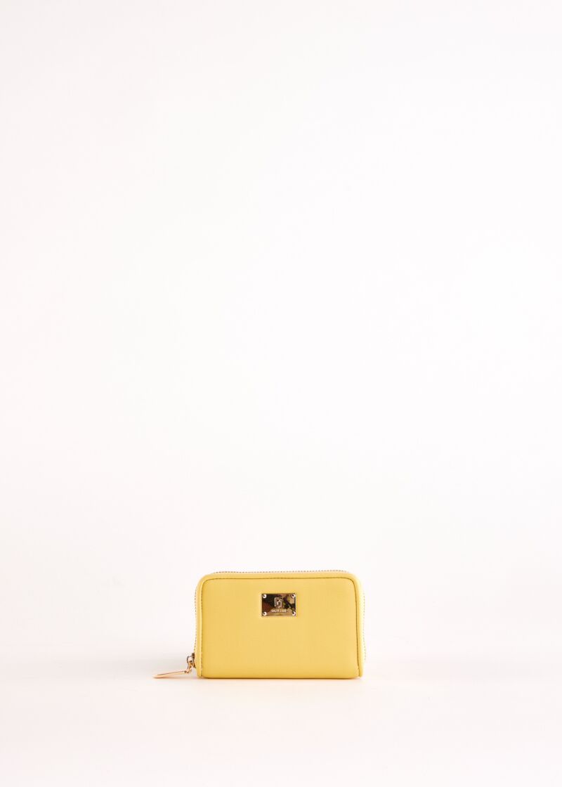 Yellow mini zip-around wallet