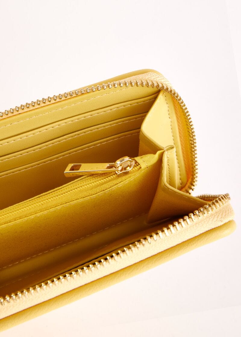 Yellow mini zip-around wallet