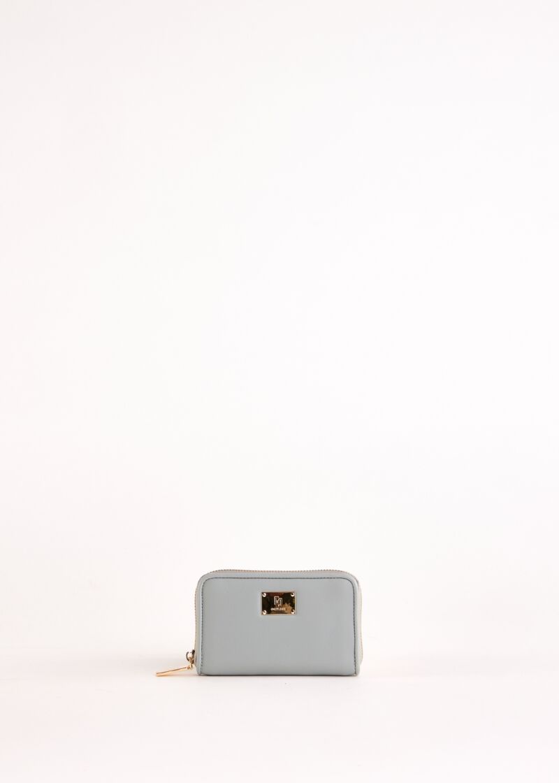 Light blue mini zip-around wallet
