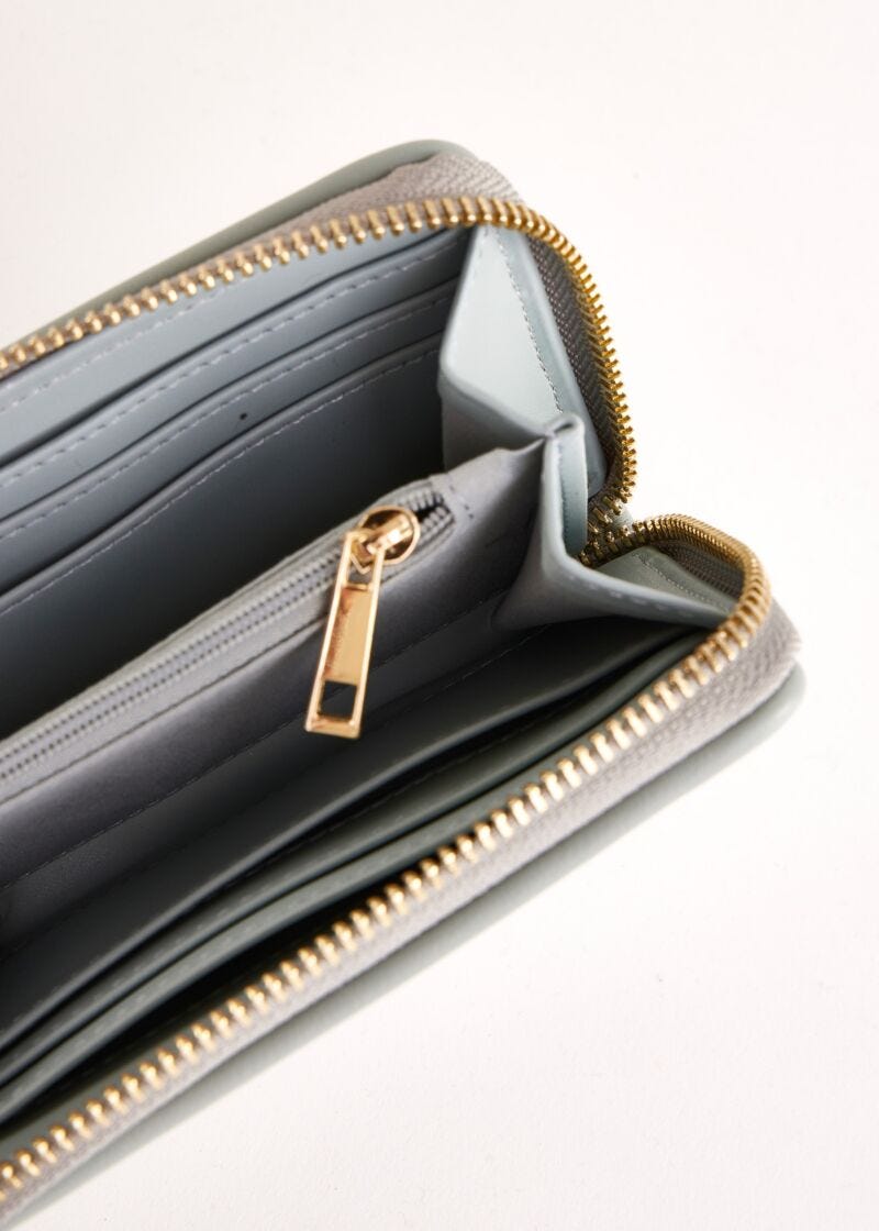 Light blue mini zip-around wallet