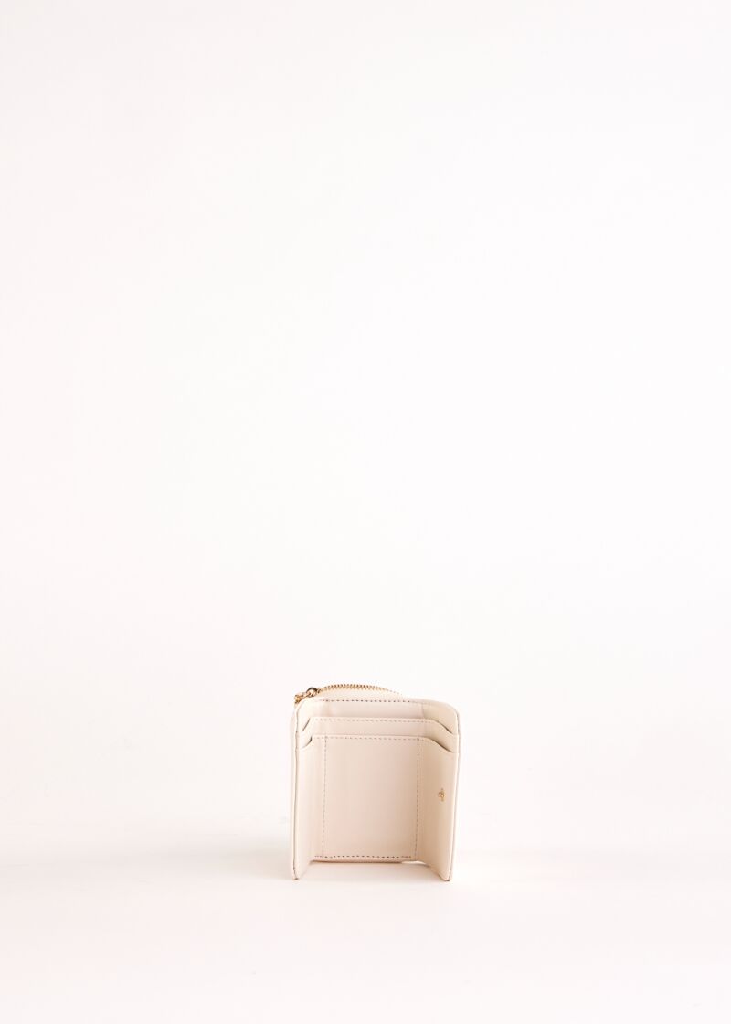 White mini zip-around wallet