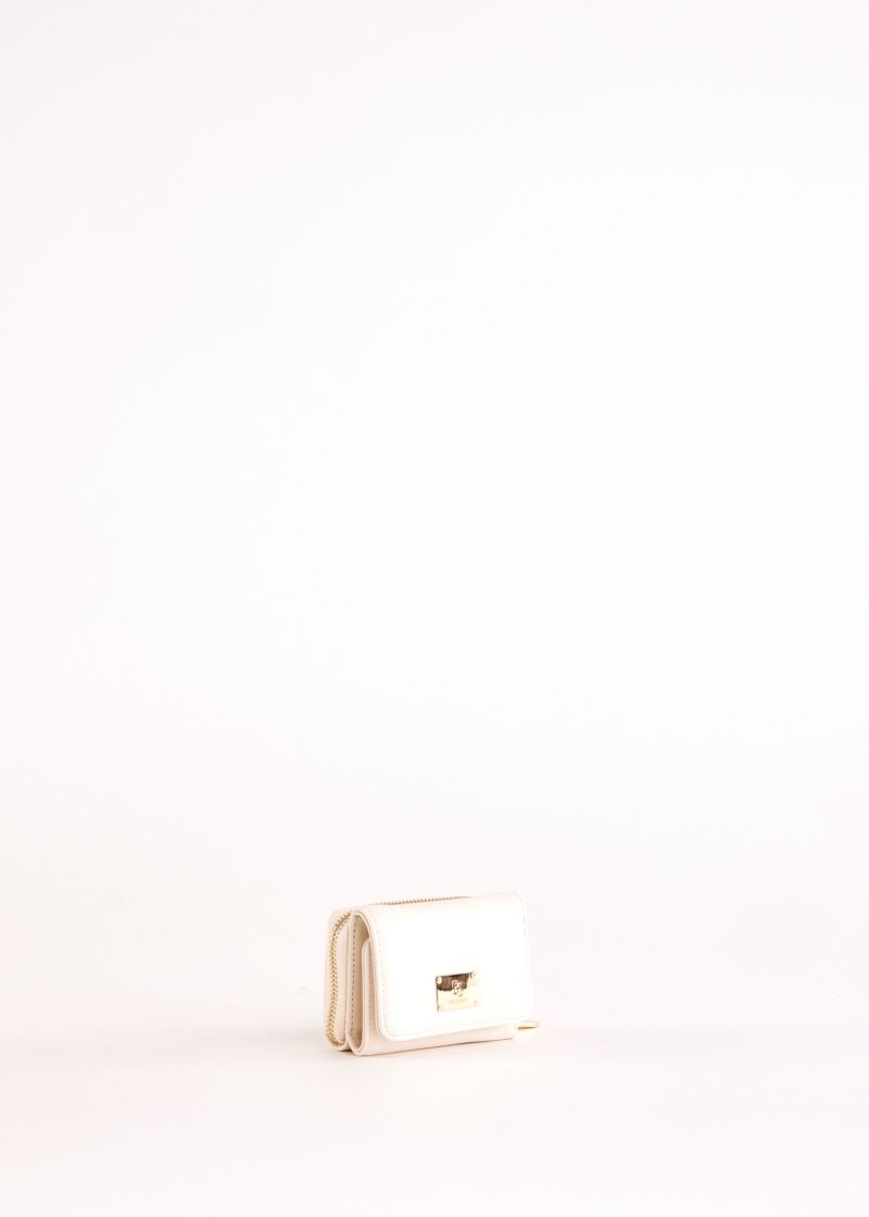 White mini zip-around wallet