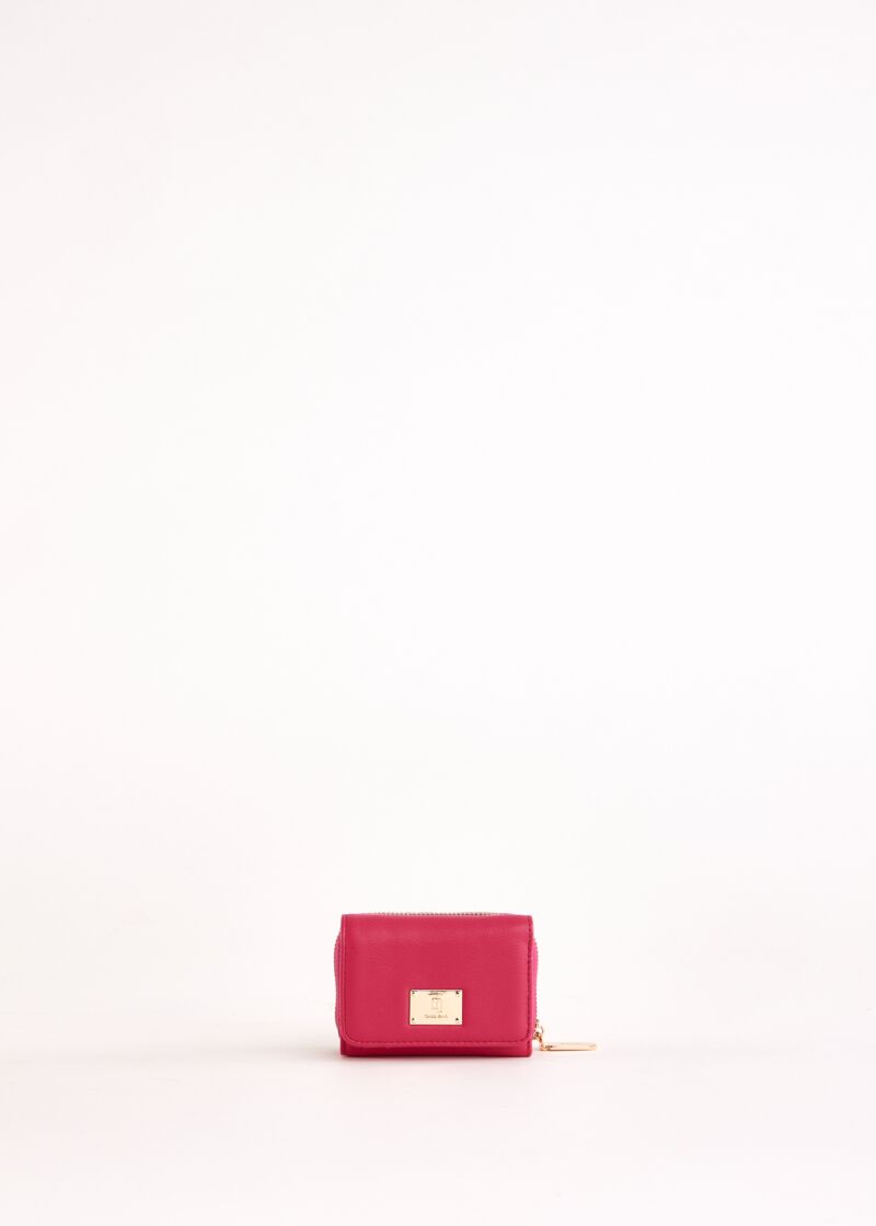 Mini portefeuille fuchsia zippé sur le pourtour