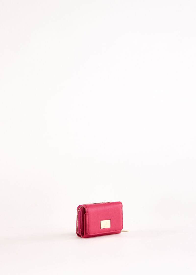 Mini portefeuille fuchsia zippé sur le pourtour