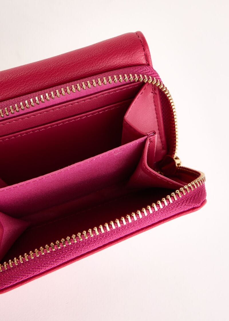 Mini portefeuille fuchsia zippé sur le pourtour