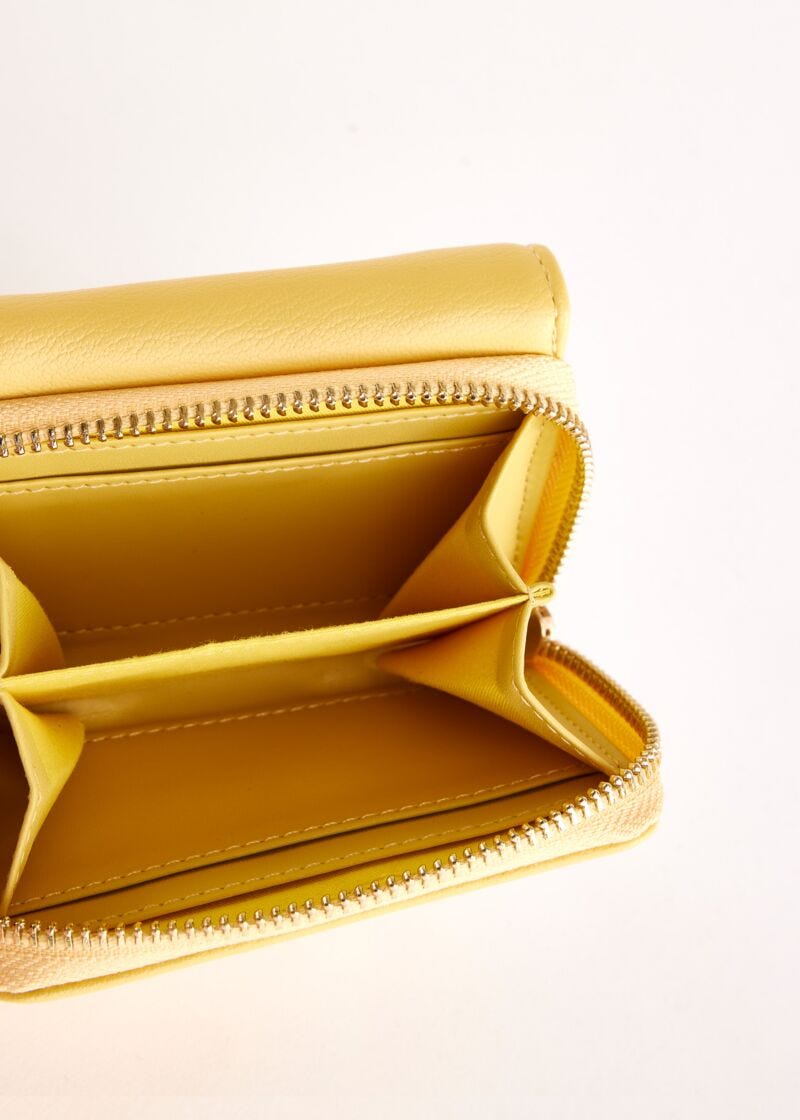 Yellow mini zip-around wallet