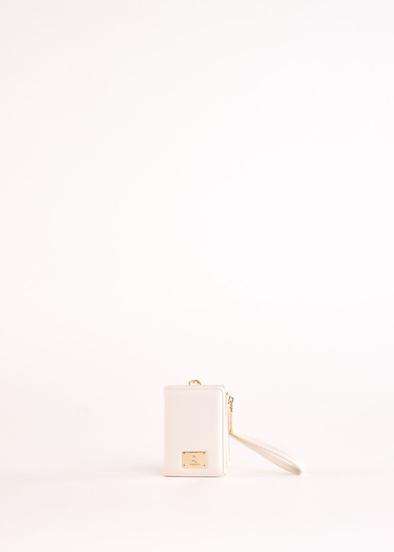 White faux-leather card holder