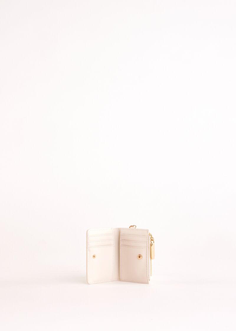 White faux-leather card holder