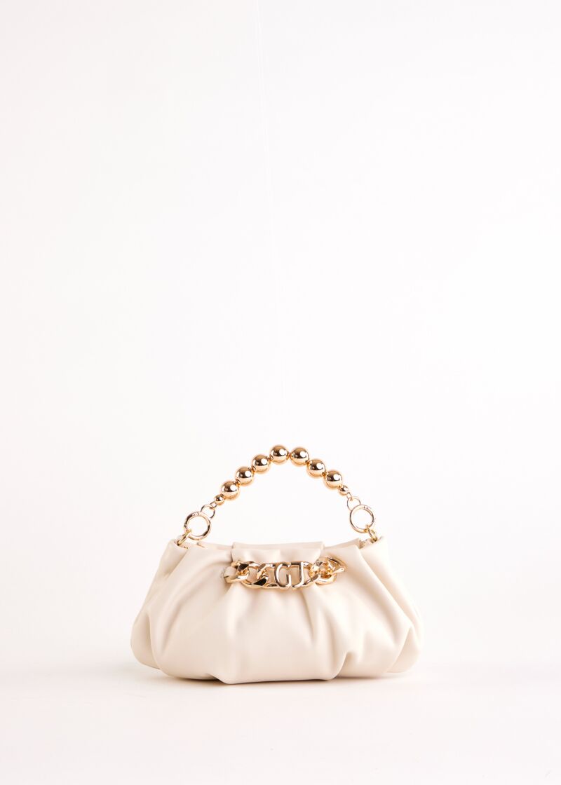 White faux-leather clutch