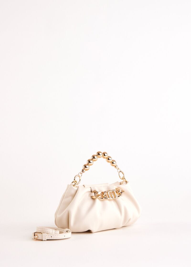 White faux-leather clutch