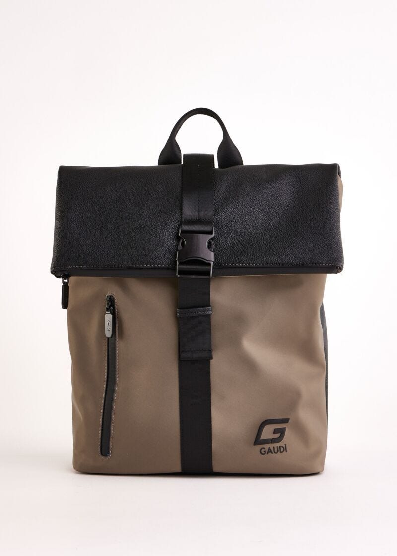 Nylon and faux-leather backpack