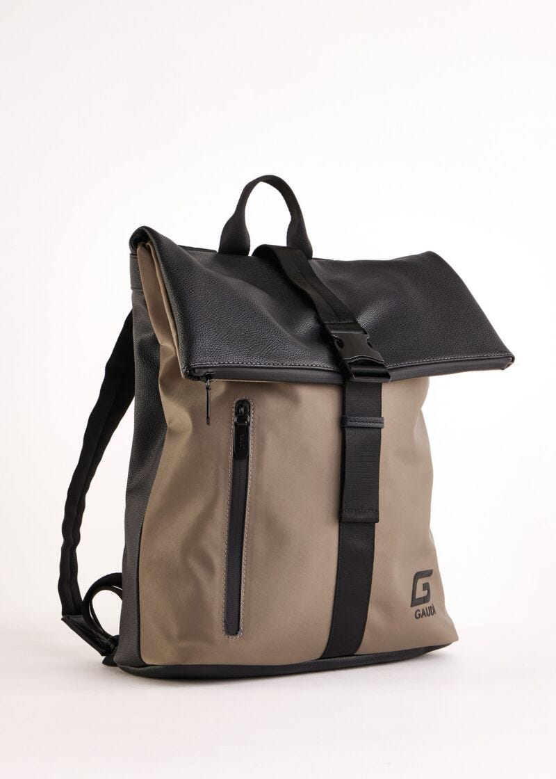 Nylon and faux-leather backpack