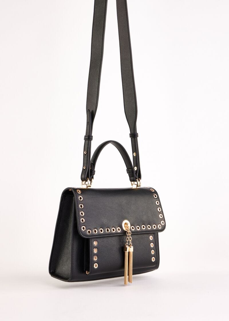 Borsa crossbody nera in similpelle