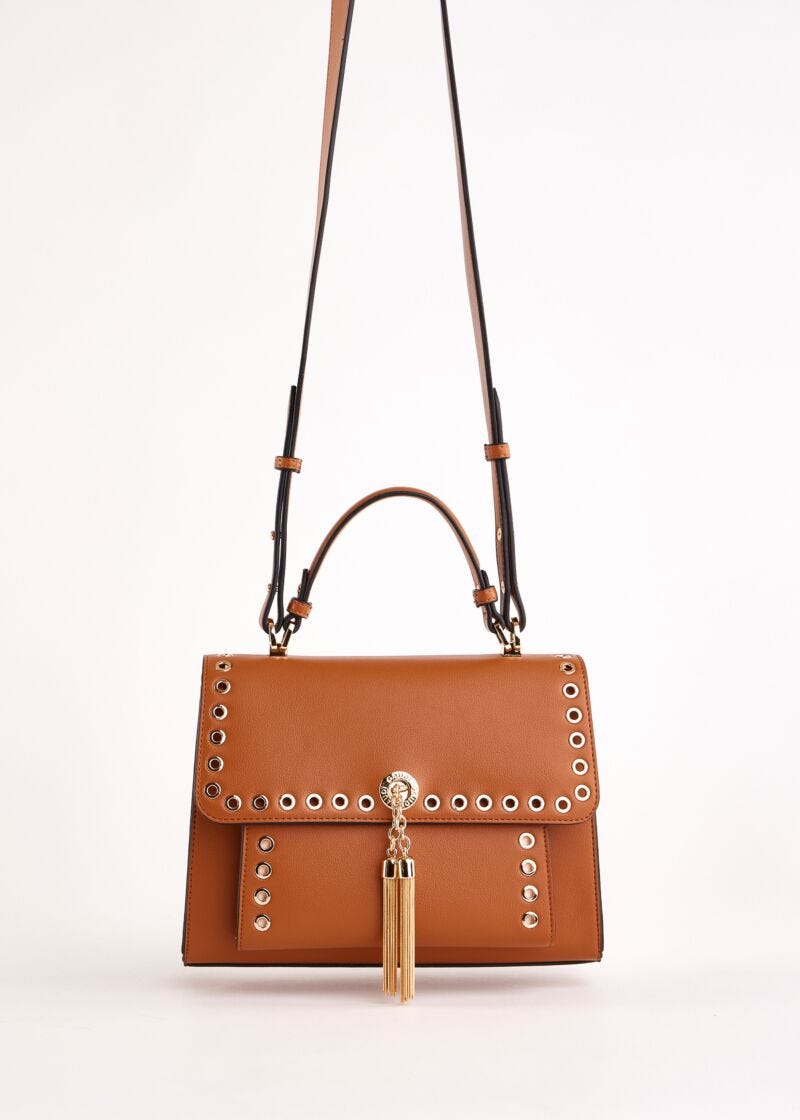 Sac à bandoulière marron en matière synthétique