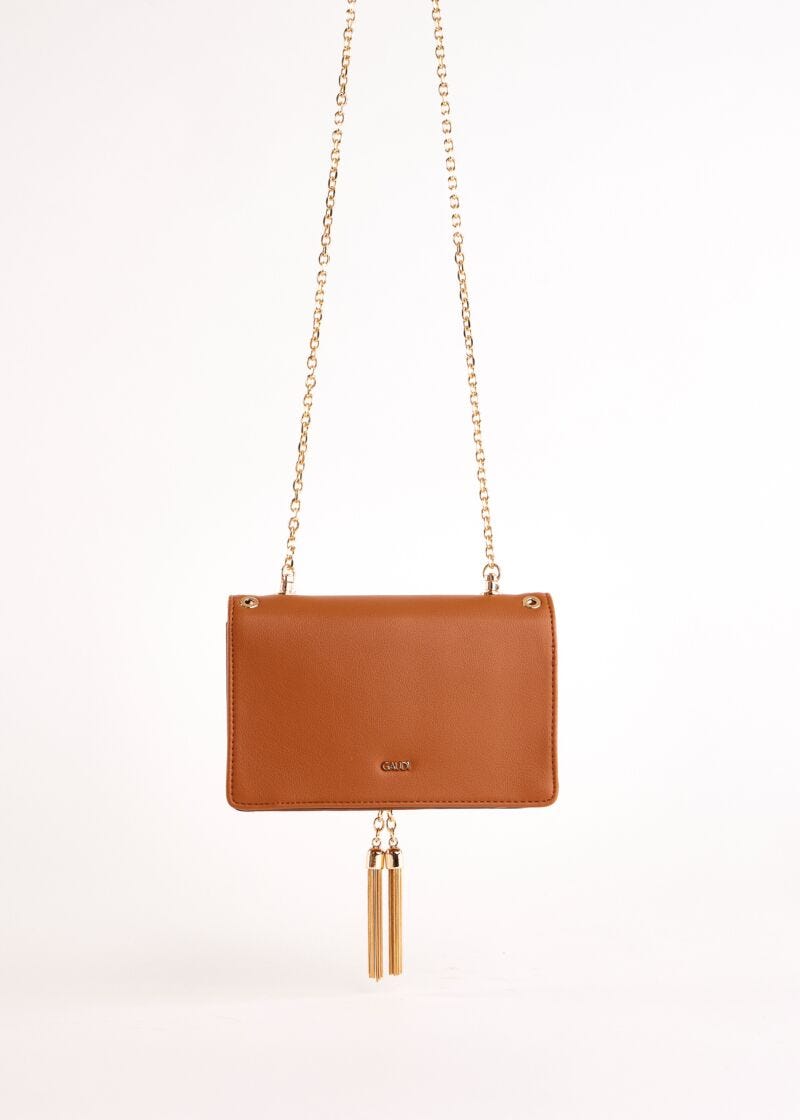 Brown faux-leather crossbody bag