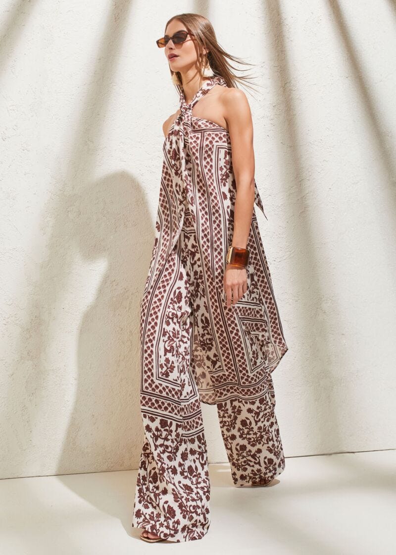 Camisa en crepé estampado para mujer