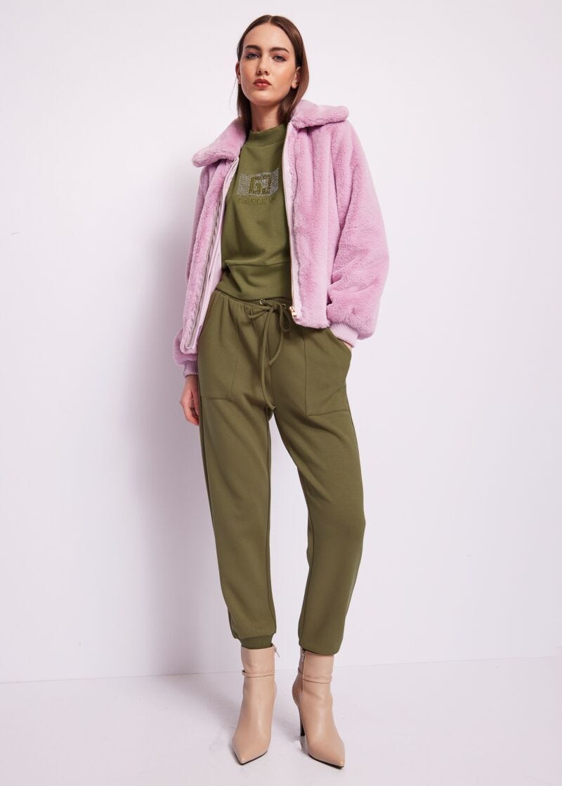 Veste en fourrure synthétique rose