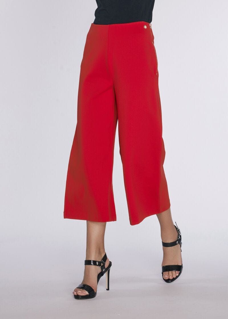 Stretch viscose cropped trousers 