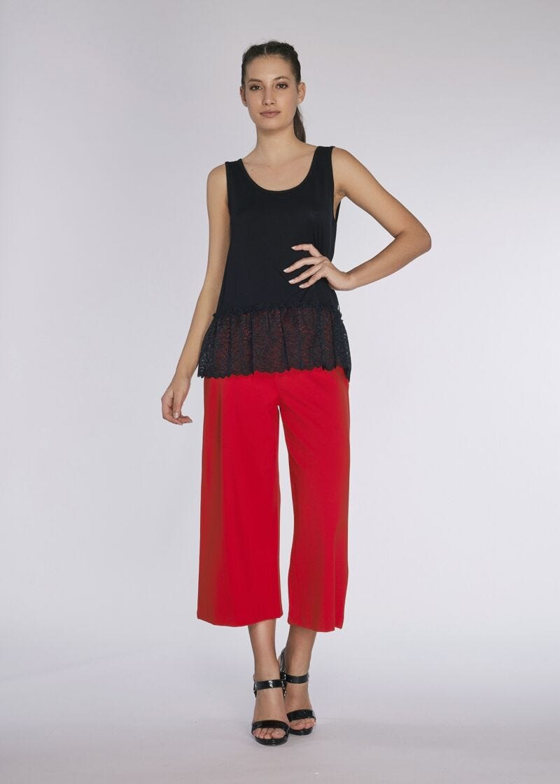 Pantaloni cropped in viscosa stretch