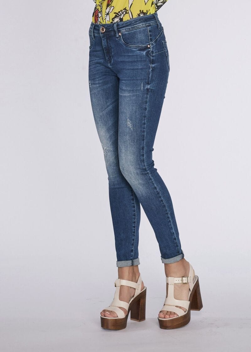 Jean skinny effet vintage 