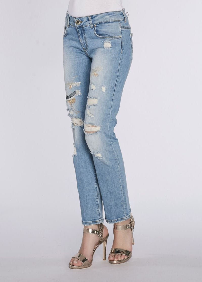 Embroidered straight-fit jeans 