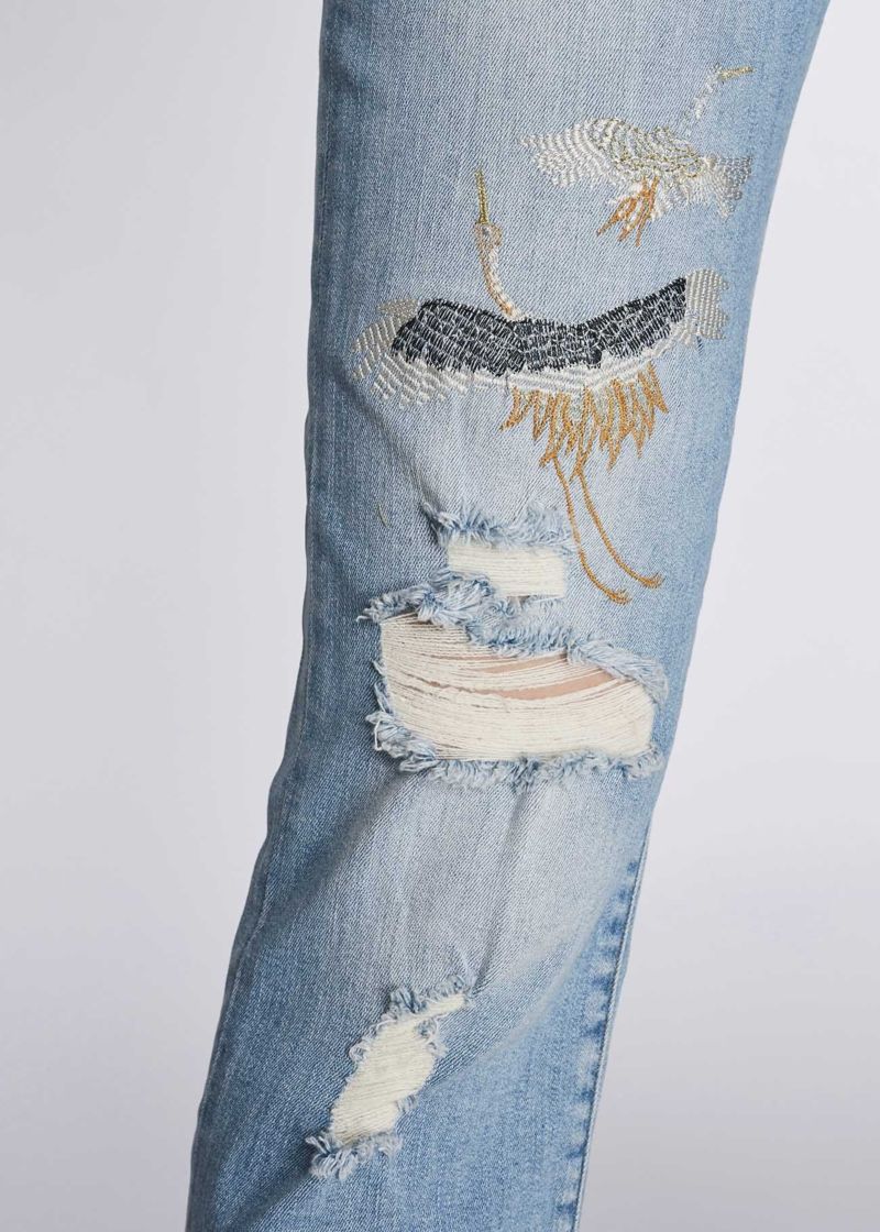 Jeans dalla linea dritta con ricamo