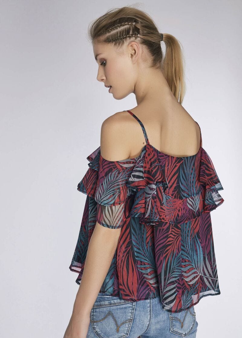 Top em chiffon estampado 