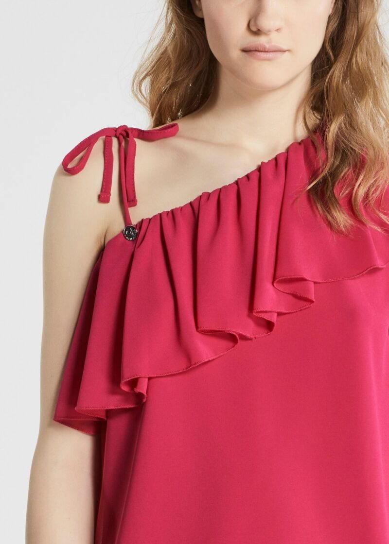 One-shoulder top with ruching 