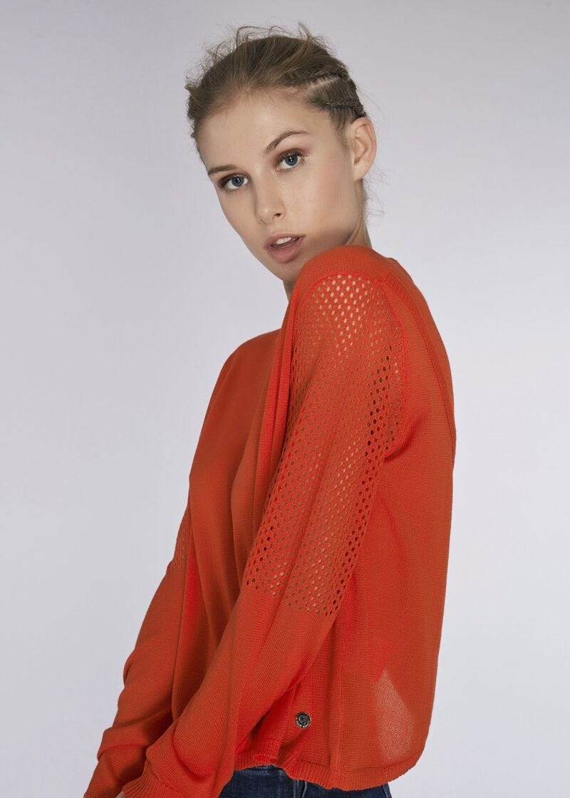 Viscose and micro mesh blend jumper