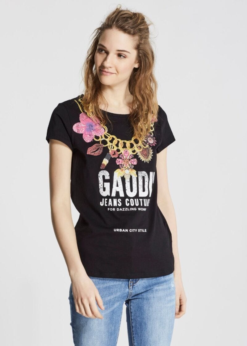 Jersey T-shirt with gems