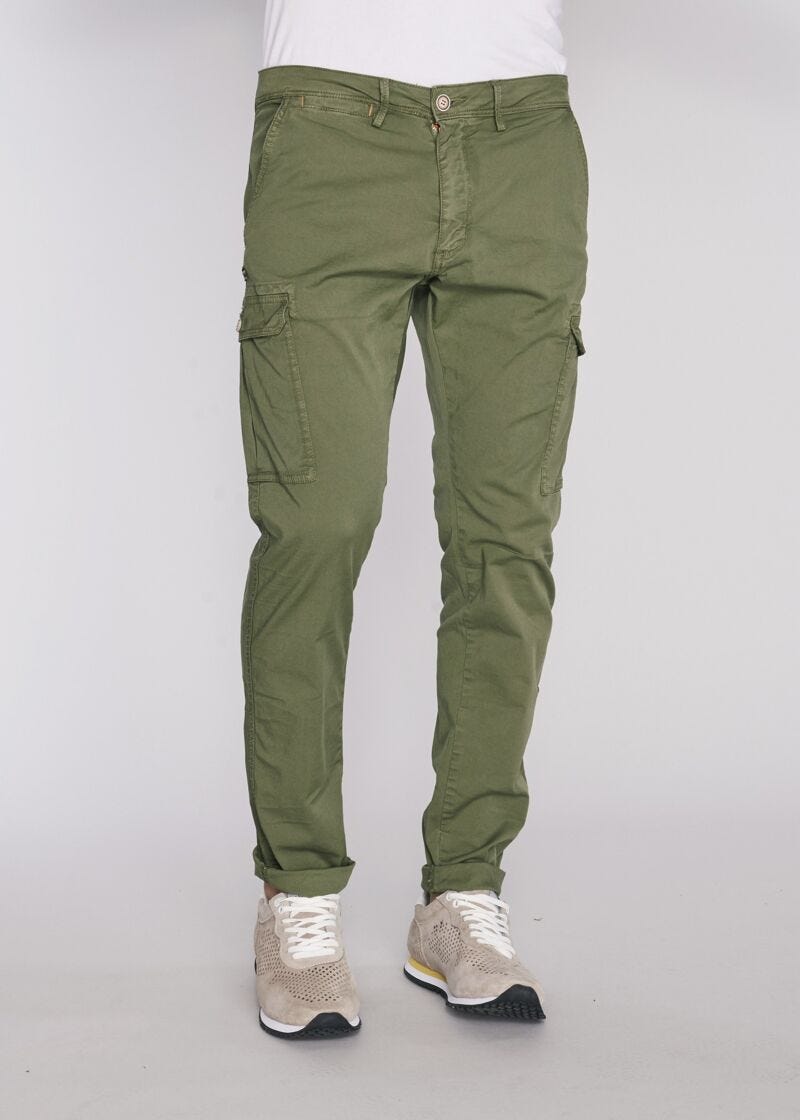 Pantaloni cargo in gabardina di cotone