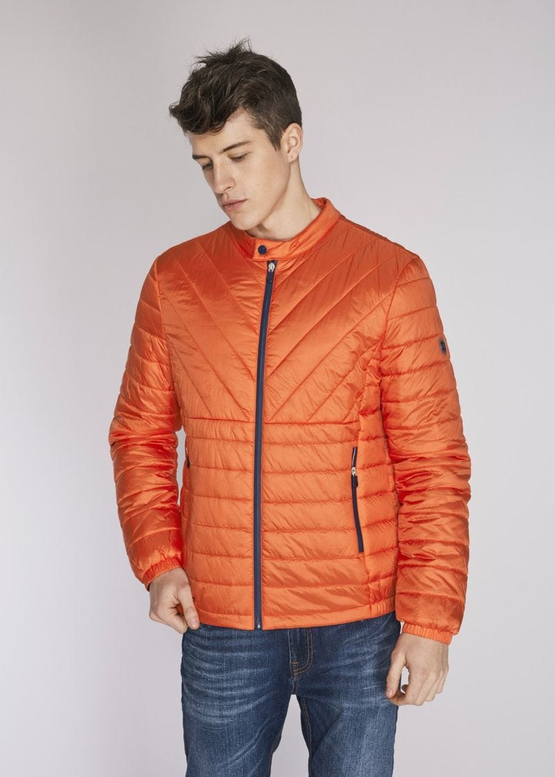 Down jacket with contrasting interior 