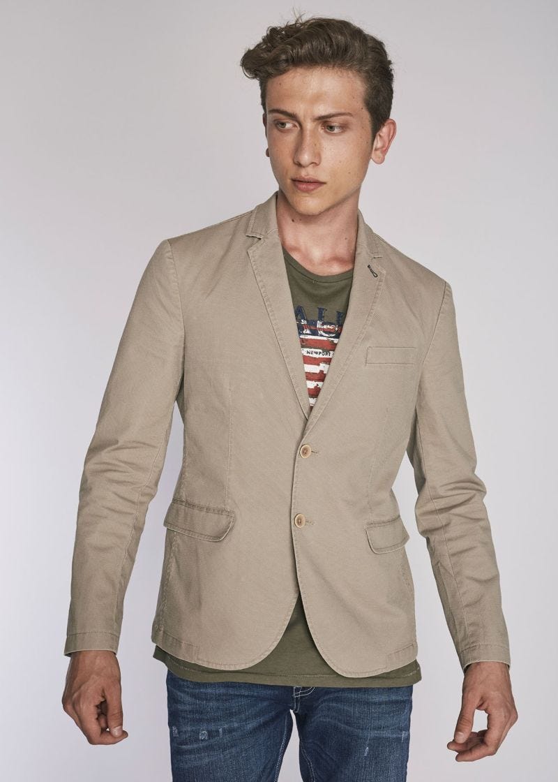 Cotton-blend single-breasted jacket 