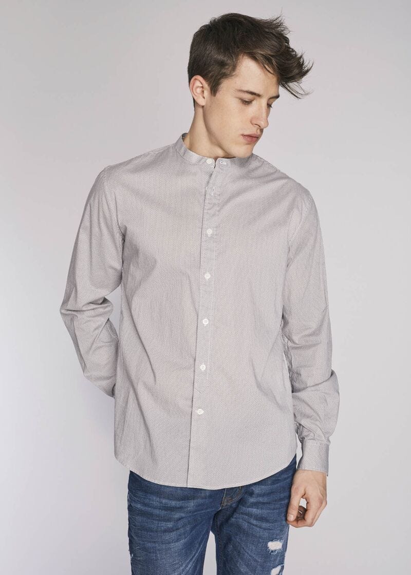 Shirt with mandarin collar 