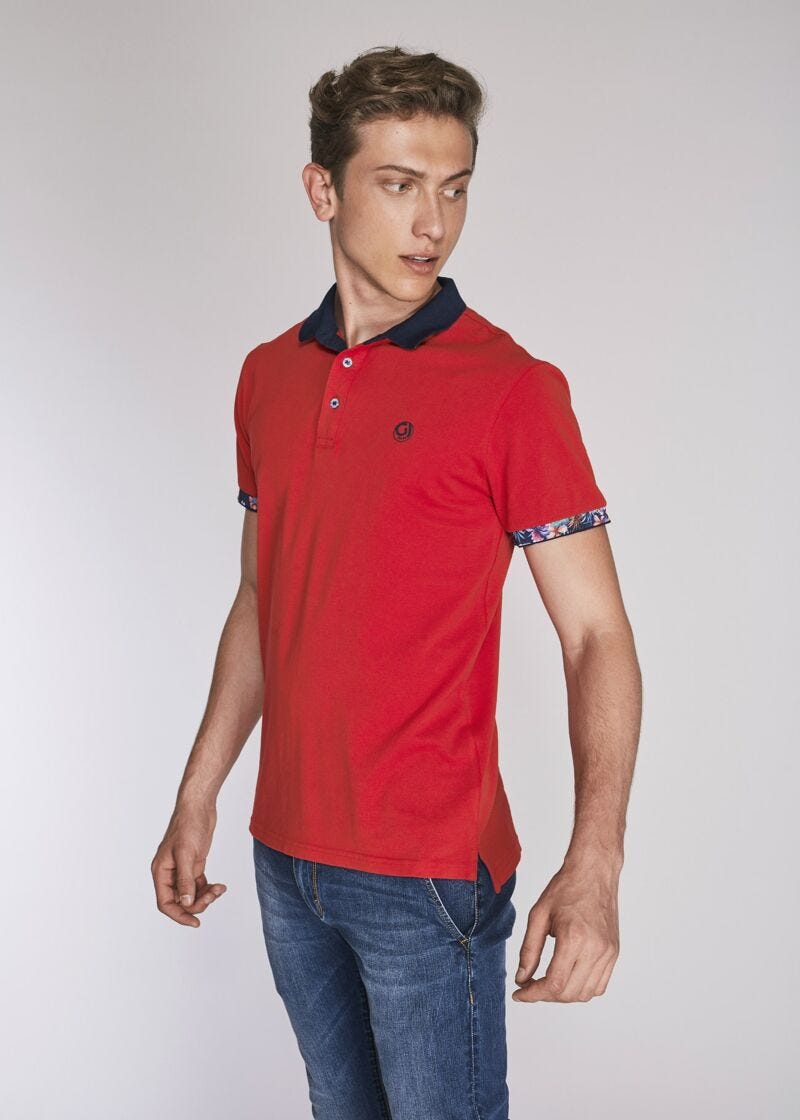 T-shirt polo con dettaglio floreale