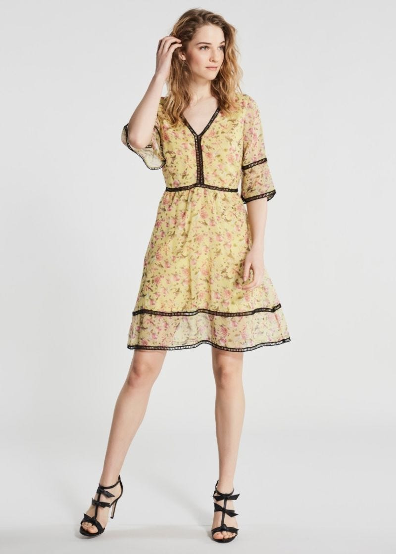 Floral dress in fluid fabric 