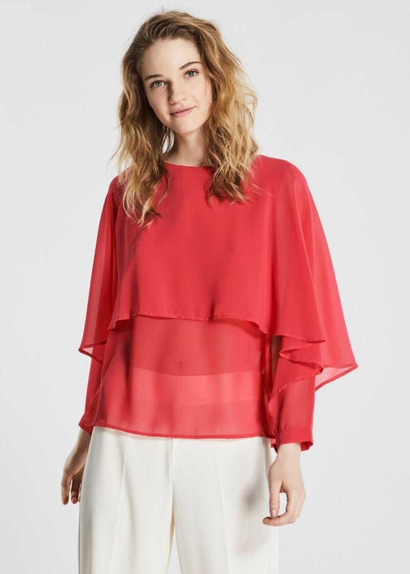 Blouse courte en cr&ecirc;pe georgette 