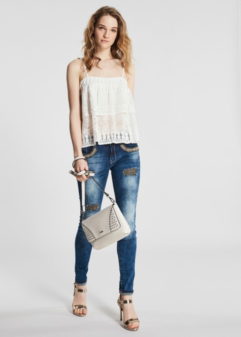 Lace top with shoulder straps 