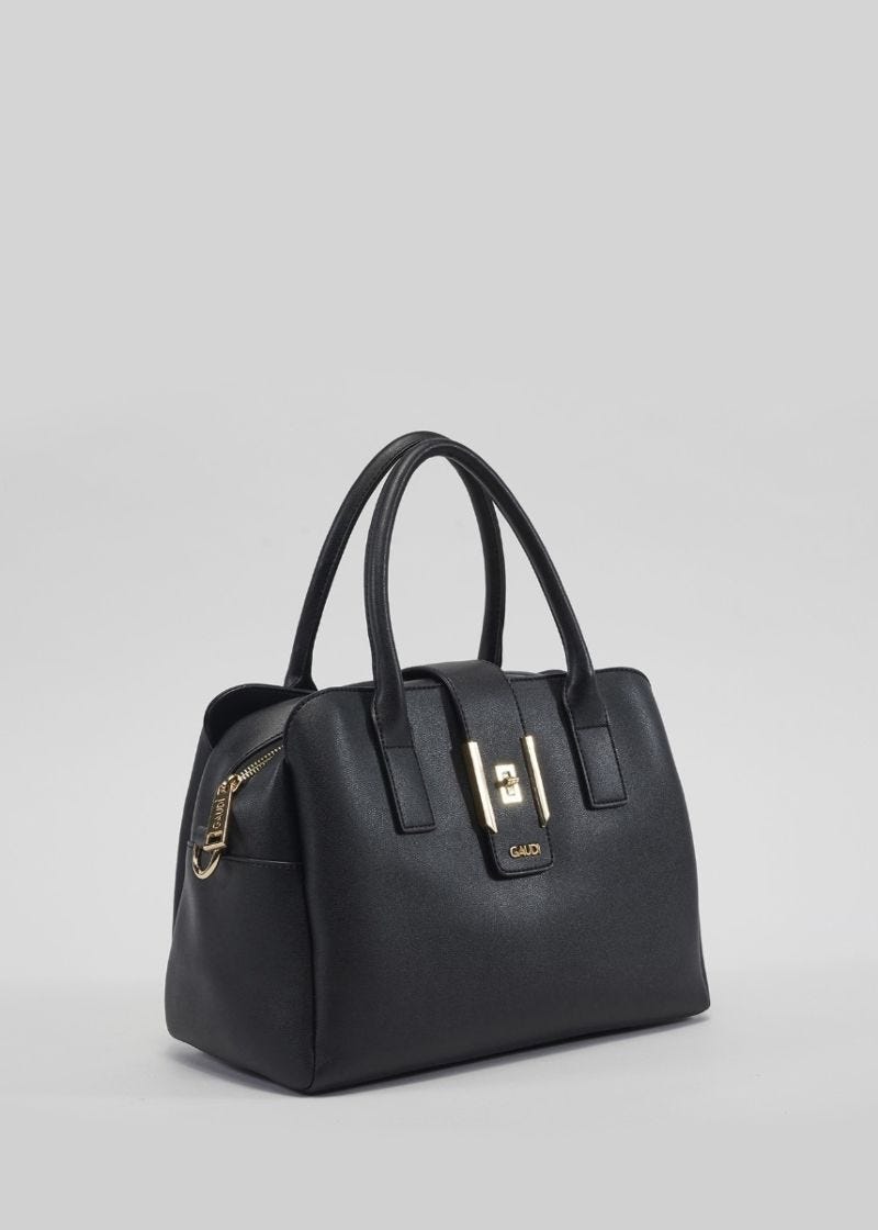 Top handle bag with gold details